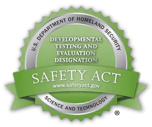 U.S. Department of Homeland Security Safety Act Certification badge